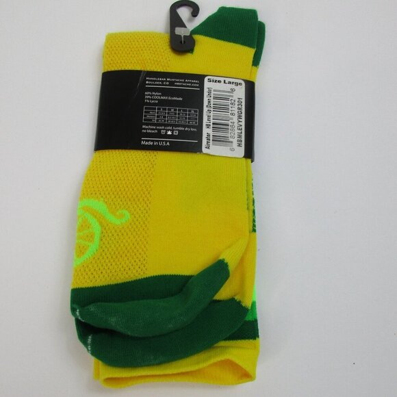 Handlebar Mustache Aireator D-Logo Double Cuff Multicolor Nylon Socks Size Large - Picture 3 of 6